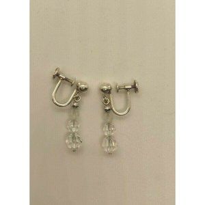 Swarovski Crystal Glass Beaded Sterling Silver Screw On Clip On Earrings